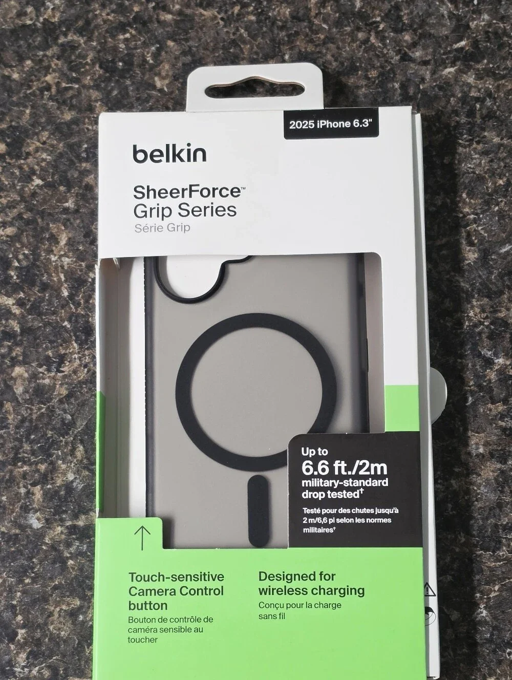 Belkin SheerForce Grip Series Phone Case - Light Gray with Black MagSafe Ring